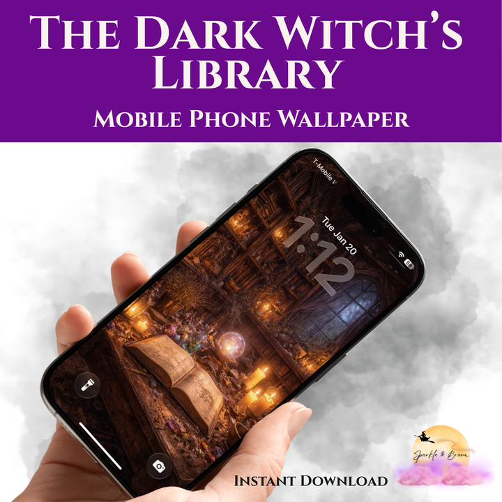 The Dark Witch's Library | Mobile Phone Wallpaper