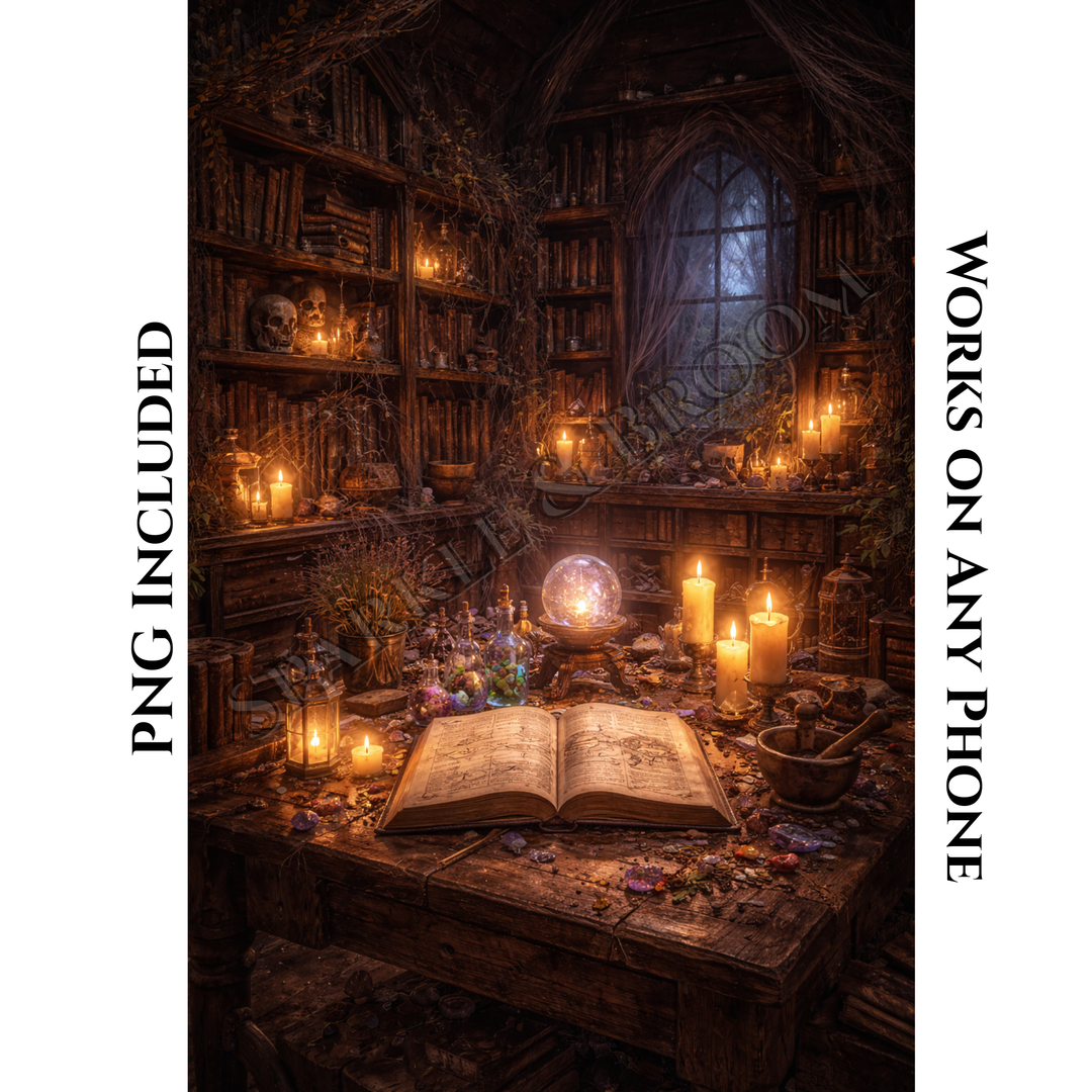 The Dark Witch's Library | Mobile Phone Wallpaper