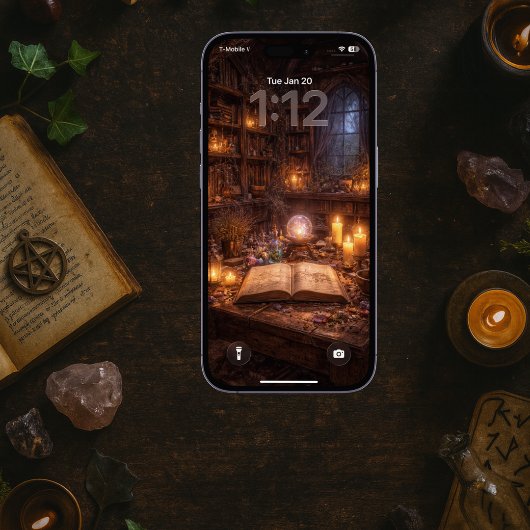 The Dark Witch's Library | Mobile Phone Wallpaper