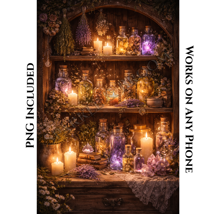 Potion Shelf Dreams | Mobile Phone Wallpaper