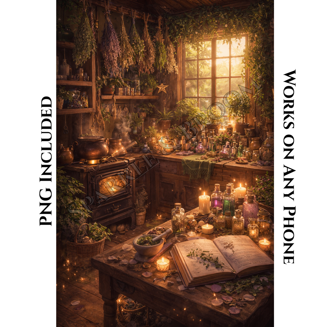 Green Witch's Kitchen | Mobile Phone Wallpaper