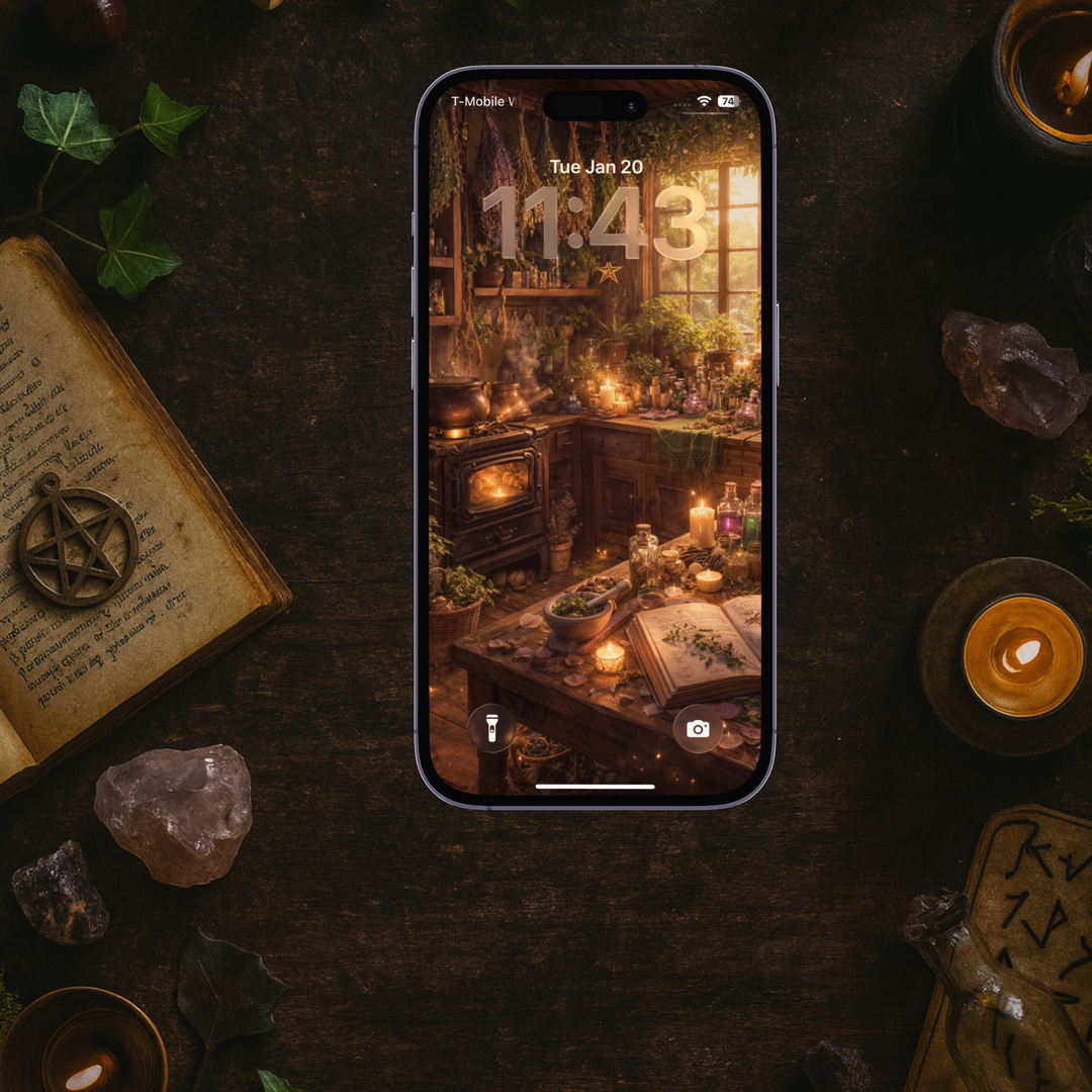 Green Witch's Kitchen | Mobile Phone Wallpaper