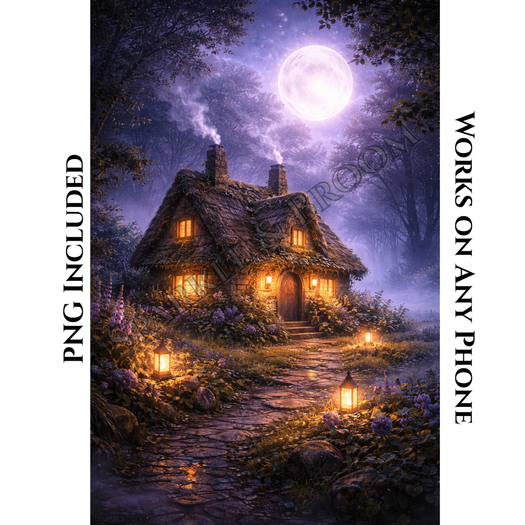 Moody Moon Cottage | Mobile Phone Wallpaper