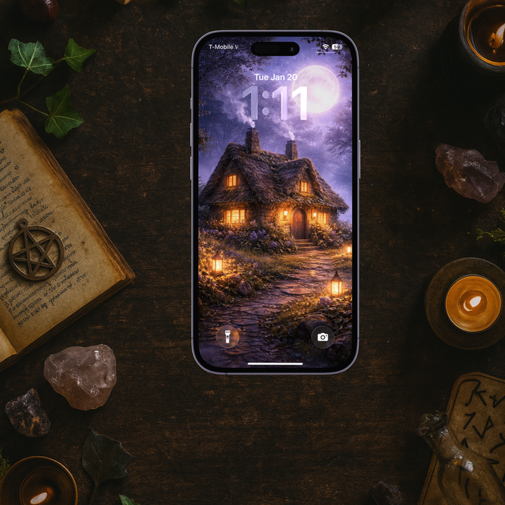 Moody Moon Cottage | Mobile Phone Wallpaper