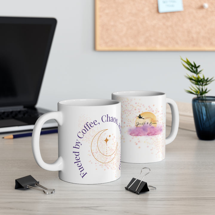 Fueled by Coffee, Chaos, and the Moon — Witchy Morning Mug (11oz)