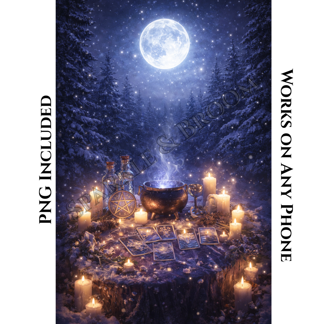 Winter Moon Ritual | Mobile Phone Wallpaper