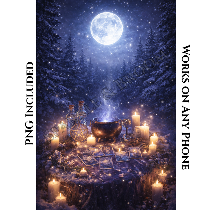 Winter Moon Ritual | Mobile Phone Wallpaper