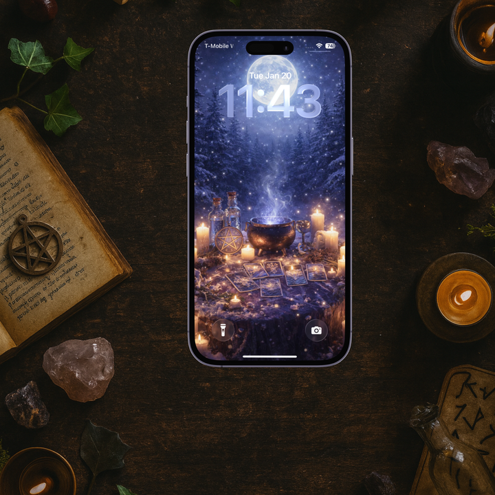 Winter Moon Ritual | Mobile Phone Wallpaper