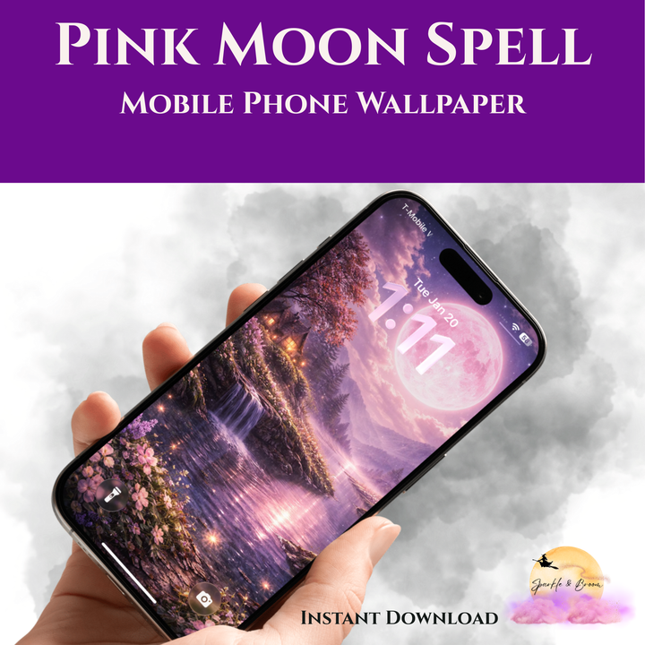 Pink Moon Spell | Mobile Phone Wallpaper