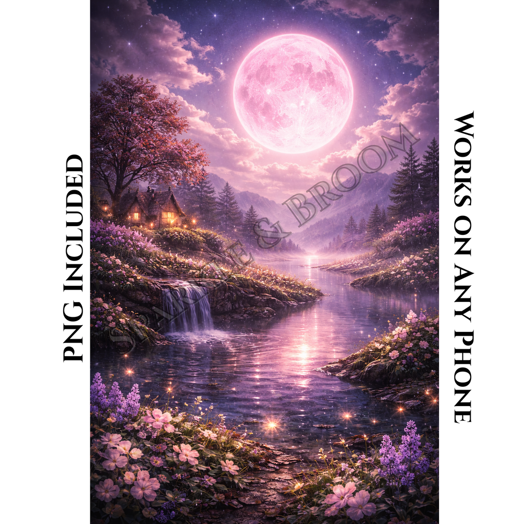 Pink Moon Spell | Mobile Phone Wallpaper