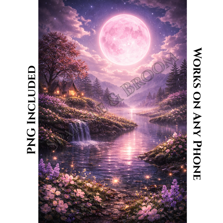 Pink Moon Spell | Mobile Phone Wallpaper