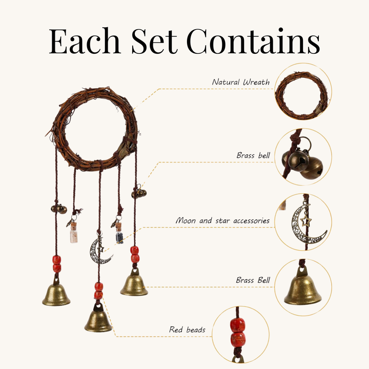 Intuitively Picked Protection Bells – Handmade Witch Bells for Home Protection, Doorway Bells, Energy Cleansing + Ritual Activation Card