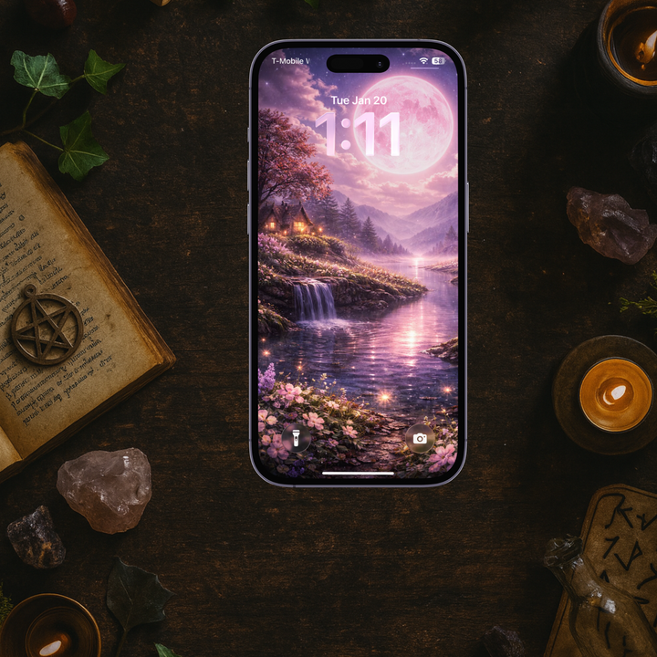 Pink Moon Spell | Mobile Phone Wallpaper