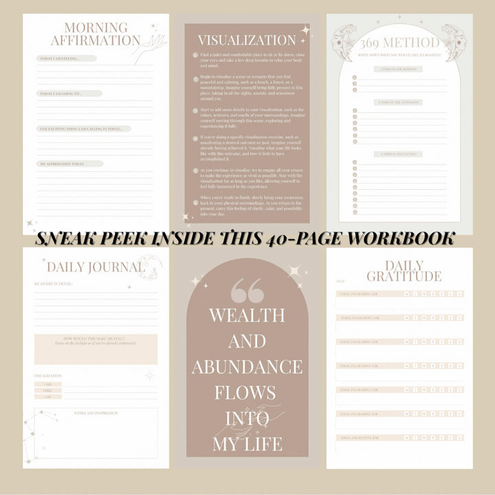 Manifestation Workbook for Intentional Alignment – Printable Law of Attraction Guide for Spiritual Growth & Goal Setting
