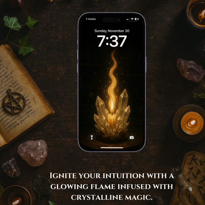 The Witch's Crystal Flame | Mobile Phone Wallpaper