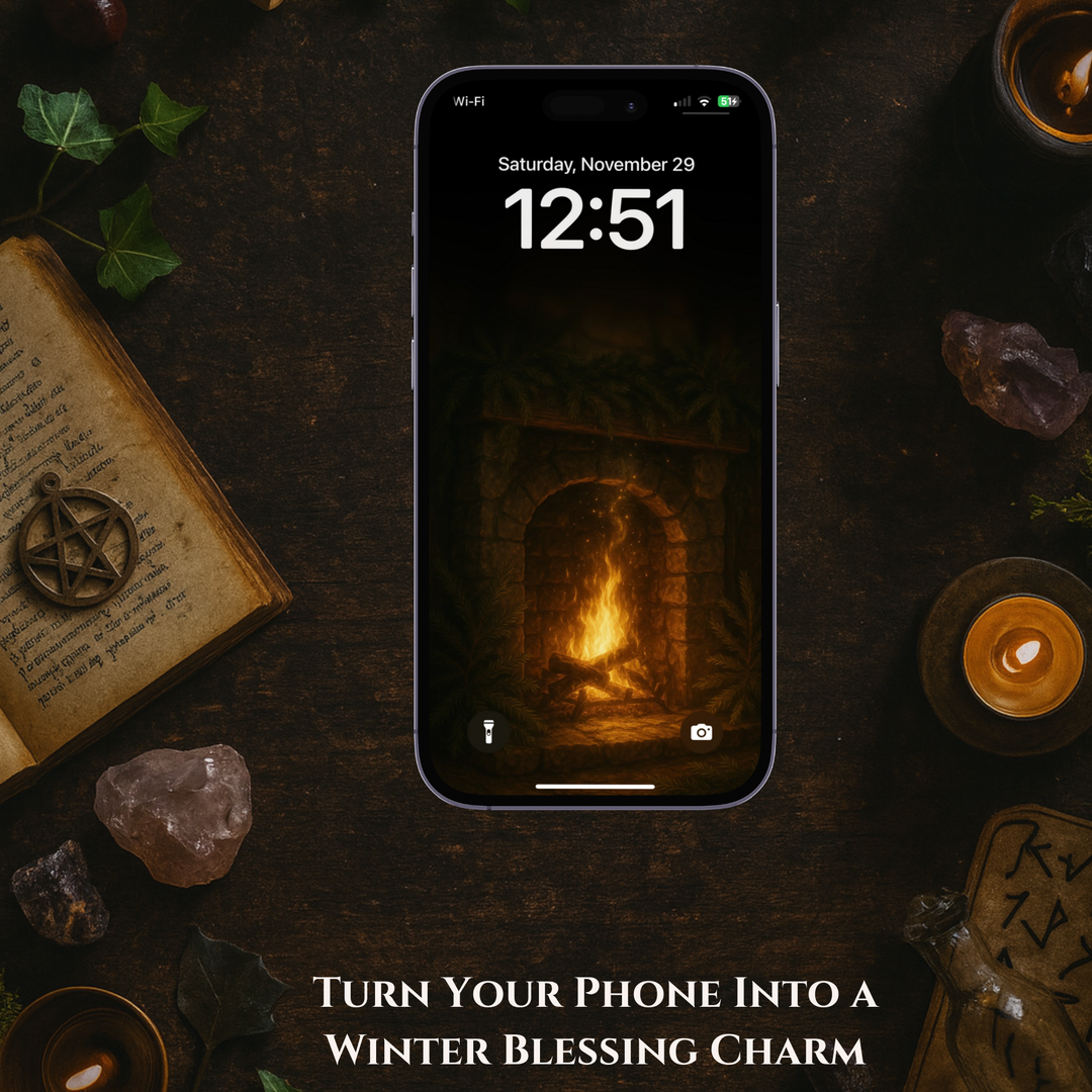 Yule Hearth Blessing | Mobile Phone Wallpaper