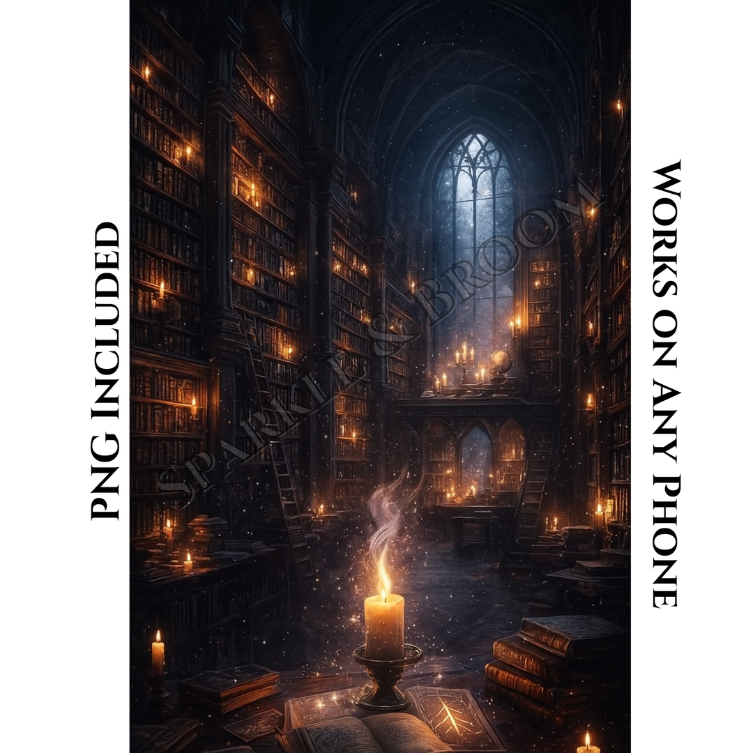 Mystic Library of Lost Spells Enchanted | Mobile Phone Wallpaper