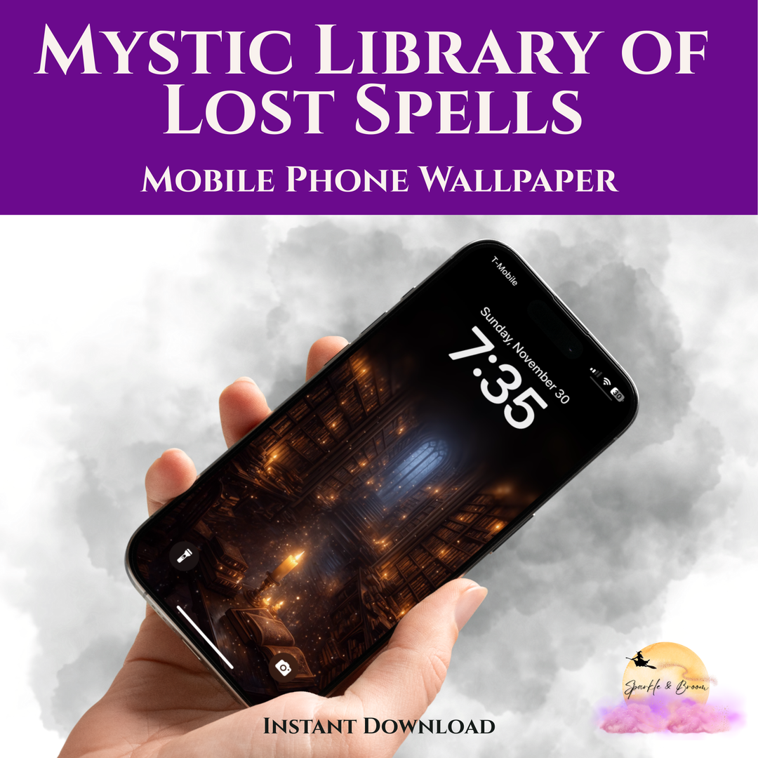 Mystic Library of Lost Spells Gothic| Mobile Phone Wallpaper